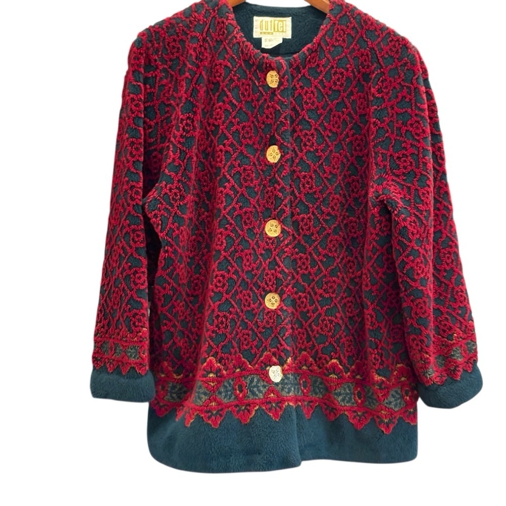 Duffel Outdoor Vintage Sweater Large Gold Buttons Cottagecore Knit Tapestry